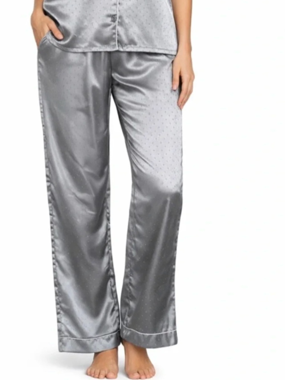 Flora Nikrooz Pajama Pants- Silver Satin Polka Dot